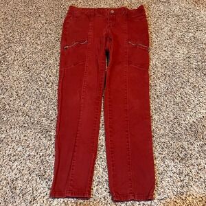 White House Black Market The Skimmer Burgundy Red Cargo Zip Skinny Pants Size 4